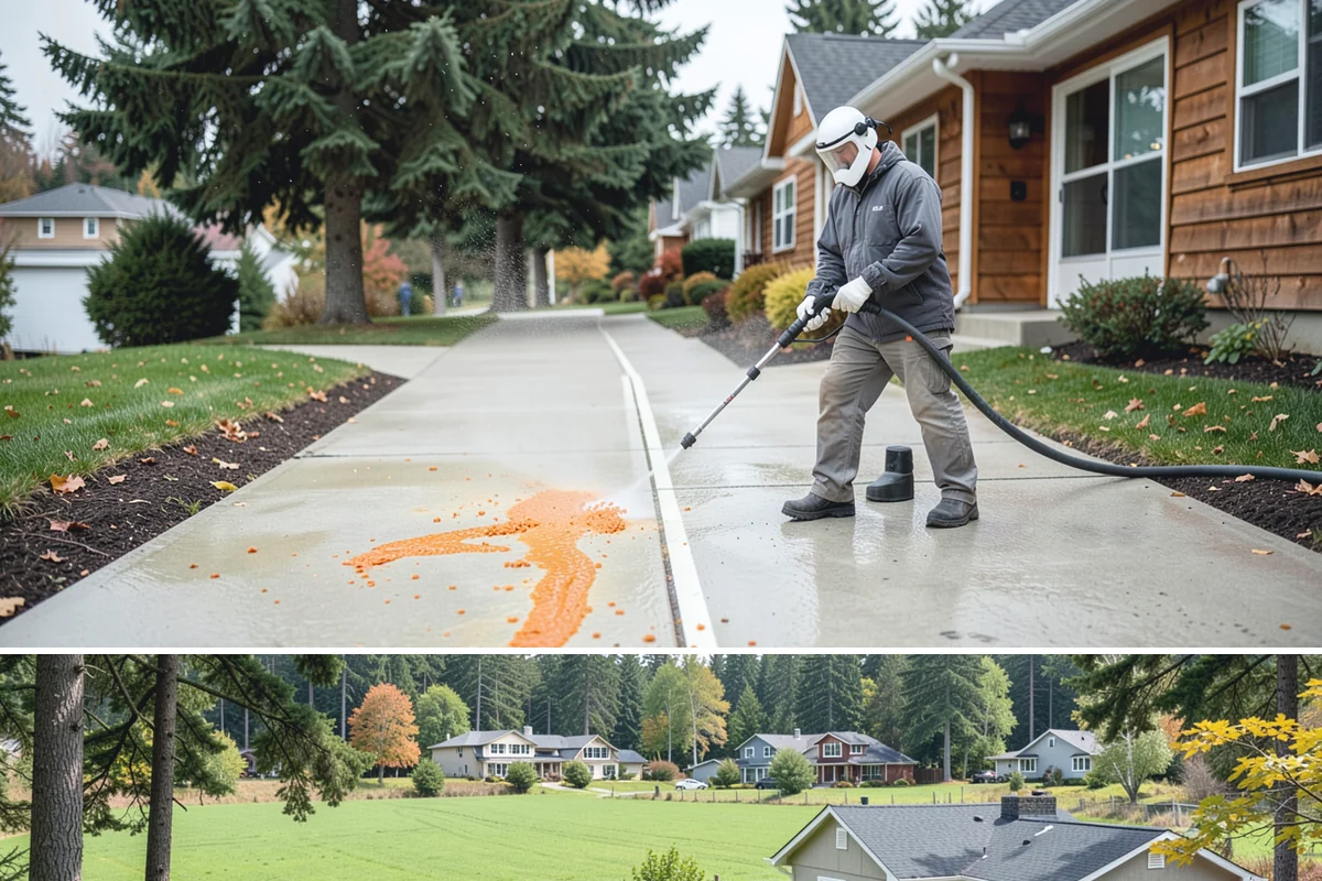 House Washing in Lyman, Skagit County, WA - Late spring through early fall gives the driest windows for treatment to dwell and dry properly before the next rain.