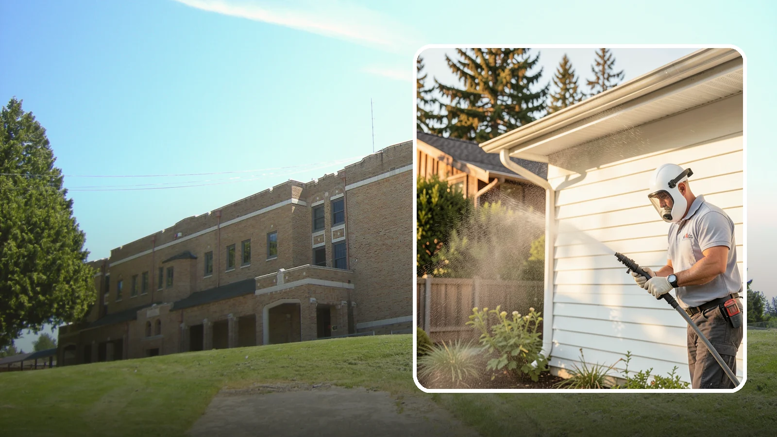 House Washing in Maple Valley, King County, WA - Our house washing lifts the green film, mildew, and grime that Western Washington's damp climate leaves on your siding.