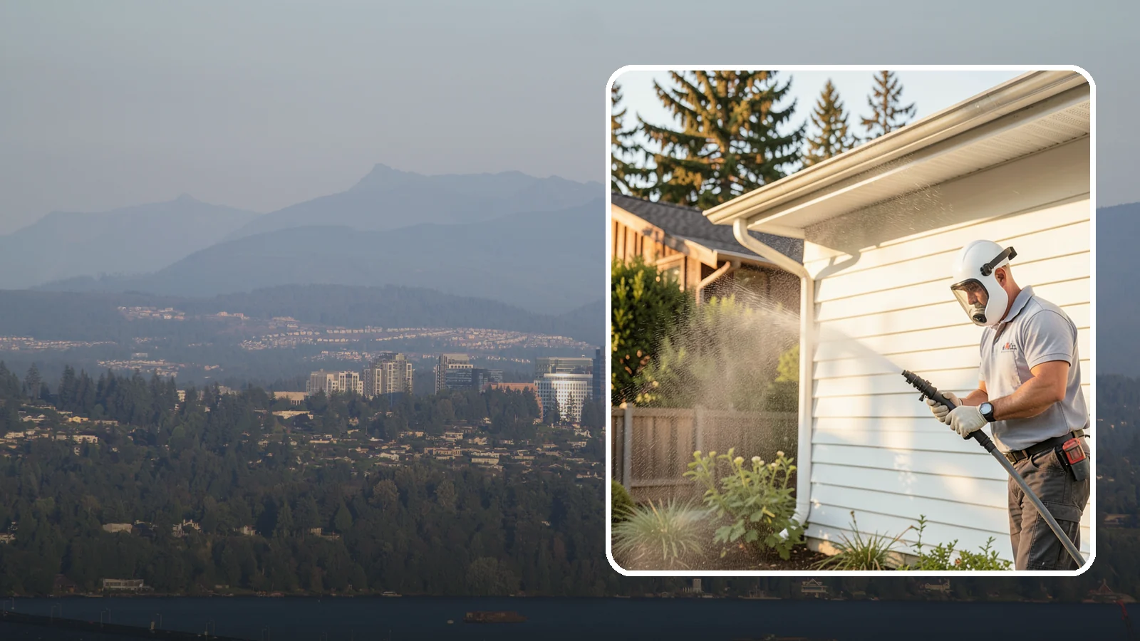 House Washing in Medina, King County, WA - Our house washing lifts the green film, mildew, and grime that Western Washington's damp climate leaves on your siding.