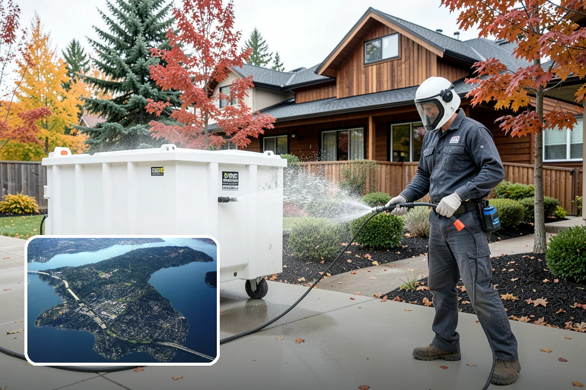 House Washing in Mercer Island, King County, WA - Removes the tell-tale green sheen that shade and moisture create