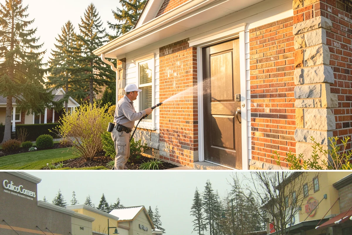 House Washing in Mill Creek, Snohomish County, WA - Late spring through early fall gives the driest windows for treatment to dwell and dry properly before the next rain.