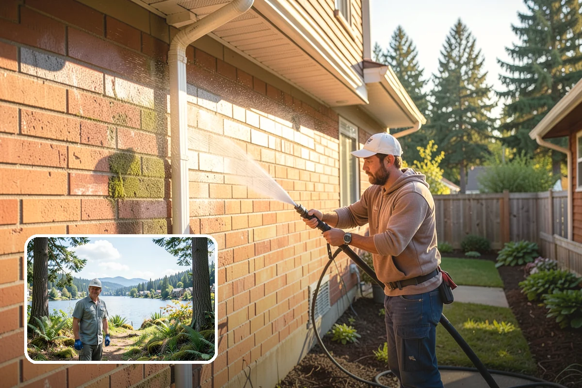 House Washing in Milton, King County, WA - Removes the tell-tale green sheen that shade and moisture create