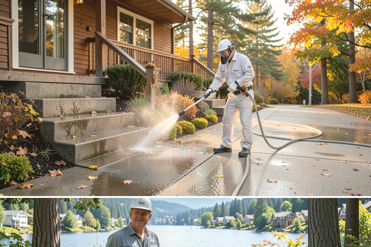 House Washing in Milton, King County, WA - Late spring through early fall gives the driest windows for treatment to dwell and dry properly before the next rain.