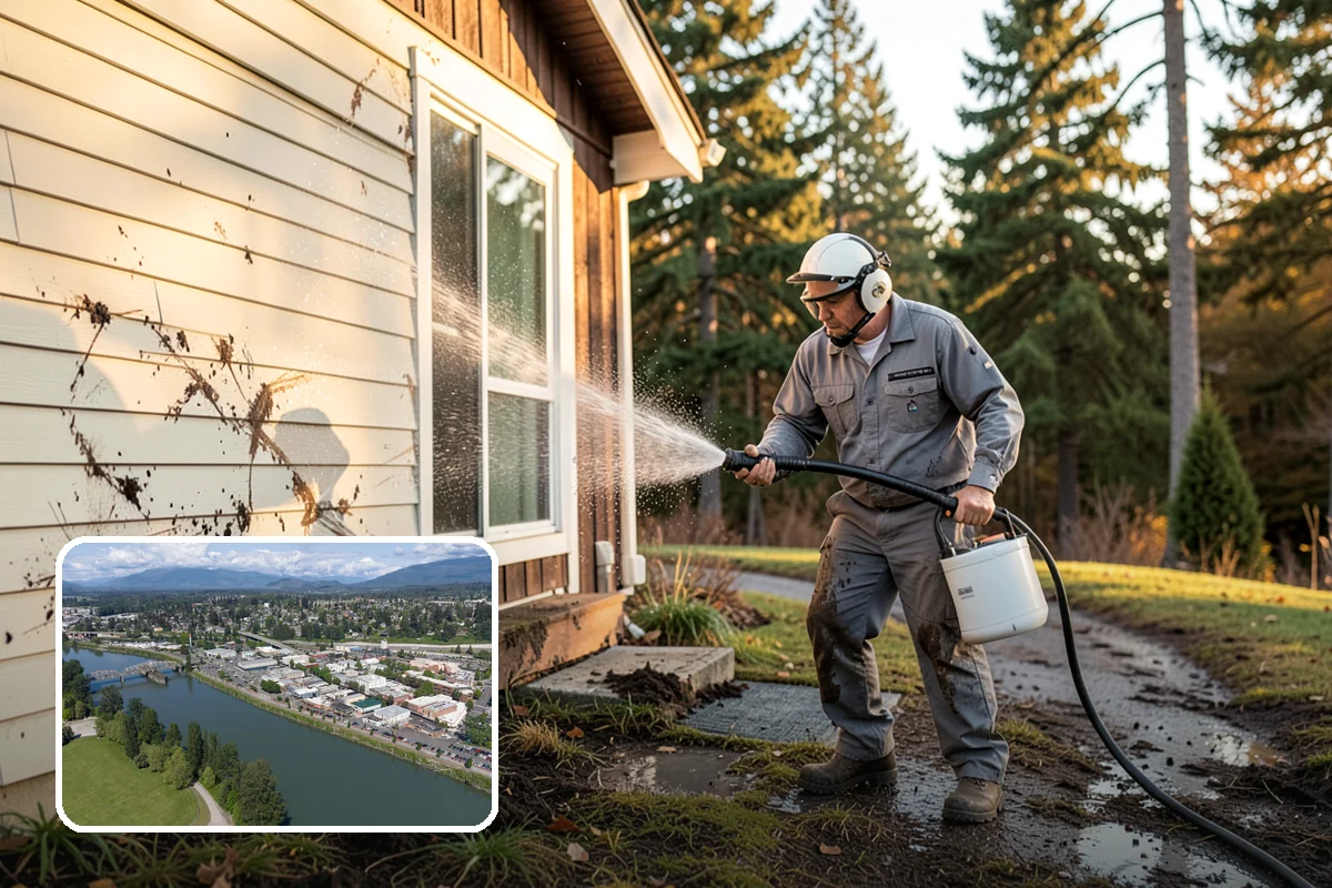 House Washing in Mount Vernon, Skagit County, WA - Removes the tell-tale green sheen that shade and moisture create