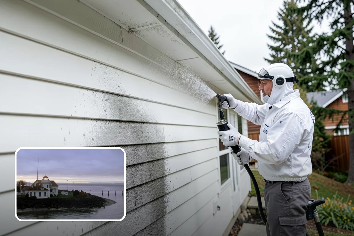 House Washing in Mukilteo, Snohomish County, WA - Removes the tell-tale green sheen that shade and moisture create