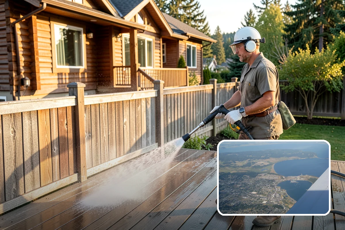 House Washing in Oak Harbor, Island County, WA - Removes the tell-tale green sheen that shade and moisture create