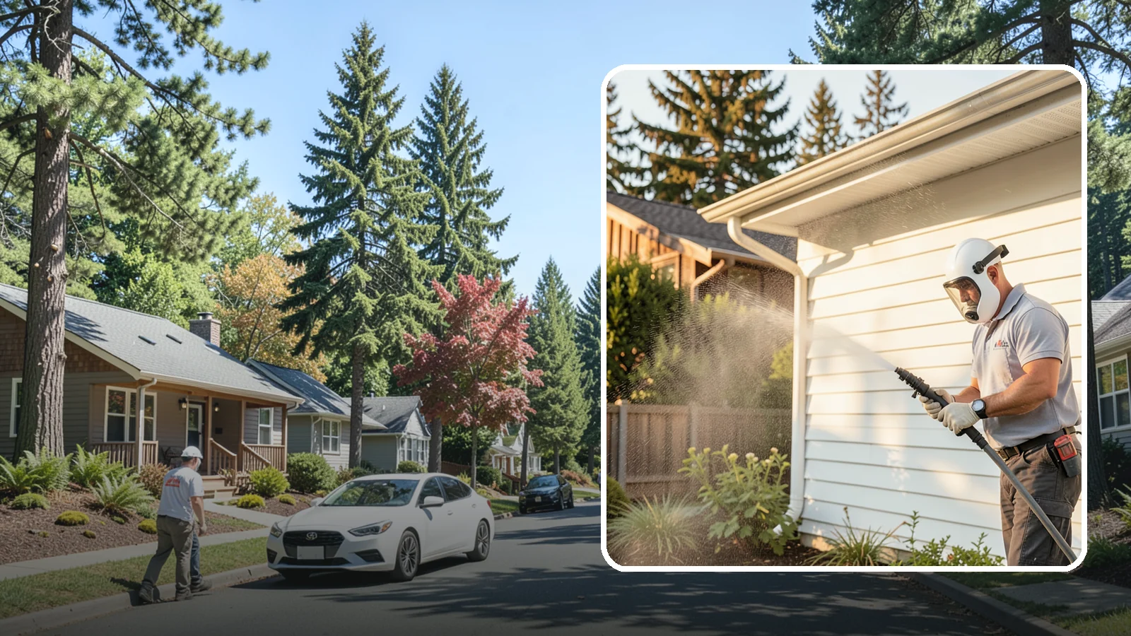 House Washing in Orting, Pierce County, WA - Our house washing lifts the green film, mildew, and grime that Western Washington's damp climate leaves on your siding.