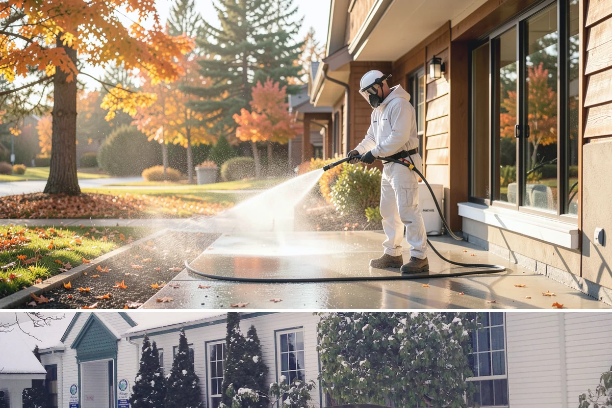 House Washing in Pacific, King County, WA - Late spring through early fall gives the driest windows for treatment to dwell and dry properly before the next rain.