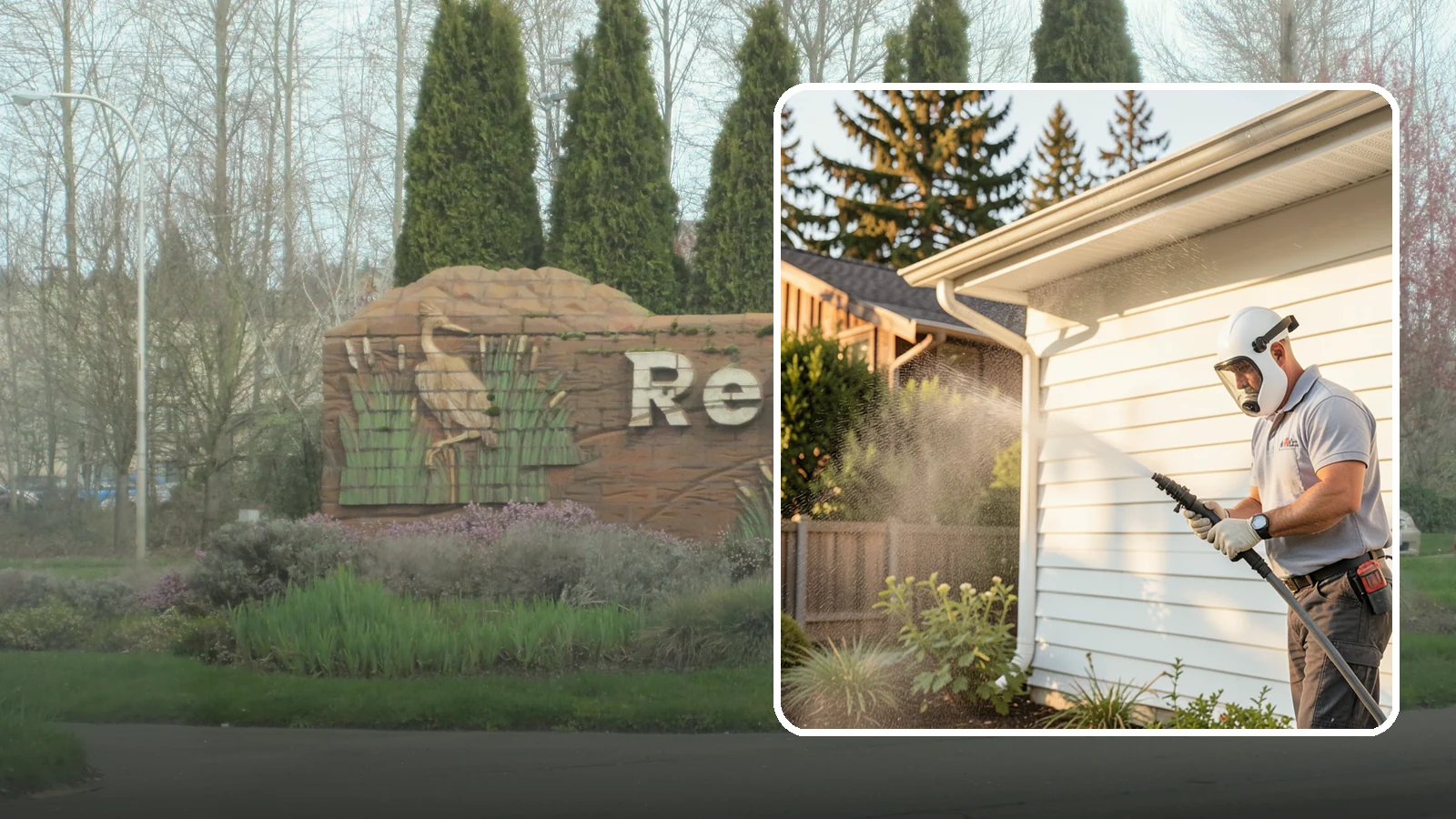 House Washing in Renton, King County, WA - Our house washing lifts the green film, mildew, and grime that Western Washington's damp climate leaves on your siding.