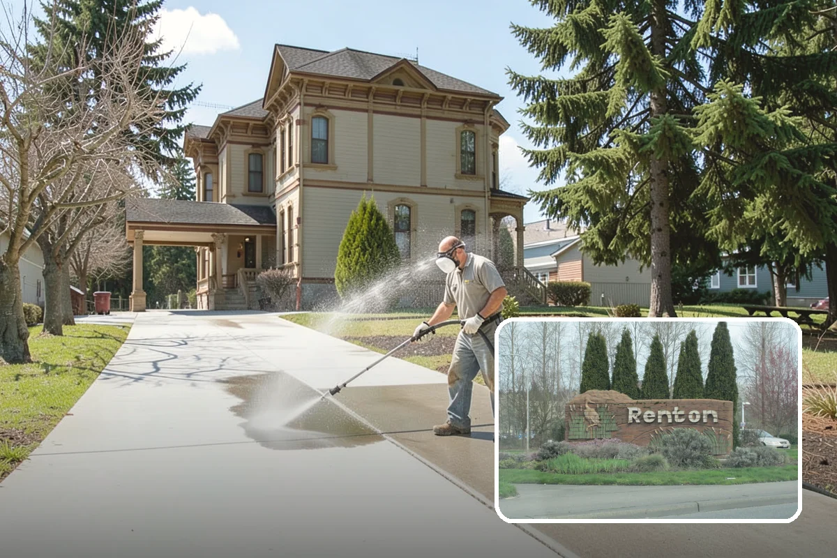 House Washing in Renton, King County, WA - Removes the tell-tale green sheen that shade and moisture create