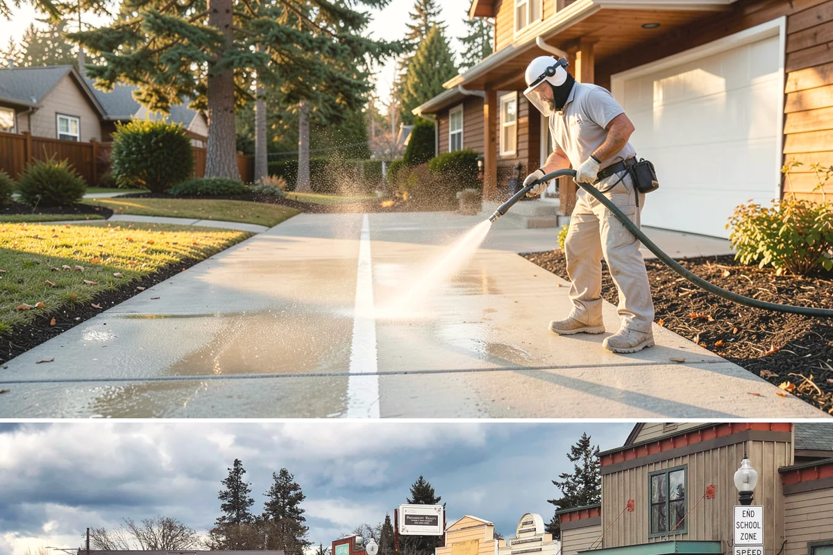 House Washing in Roy, Pierce County, WA - Late spring through early fall gives the driest windows for treatment to dwell and dry properly before the next rain.