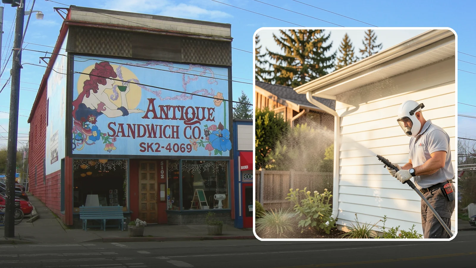 House Washing in Ruston, Pierce County, WA - Our house washing lifts the green film, mildew, and grime that Western Washington's damp climate leaves on your siding.