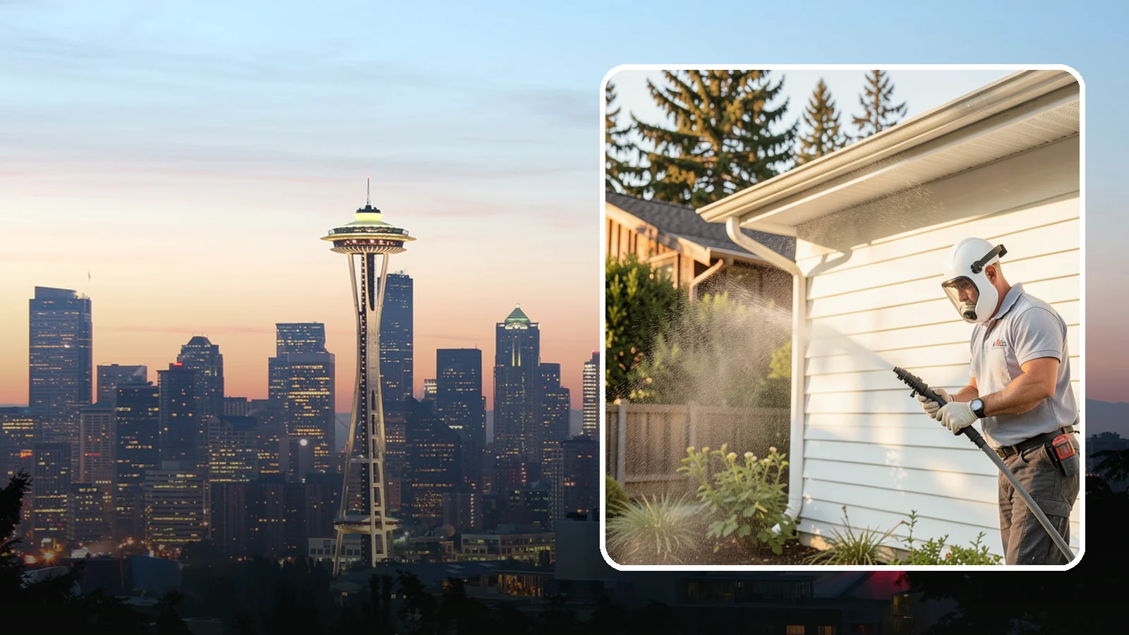 House Washing in Seattle, King County, WA - Our house washing lifts the green film, mildew, and grime that Western Washington's damp climate leaves on your siding.