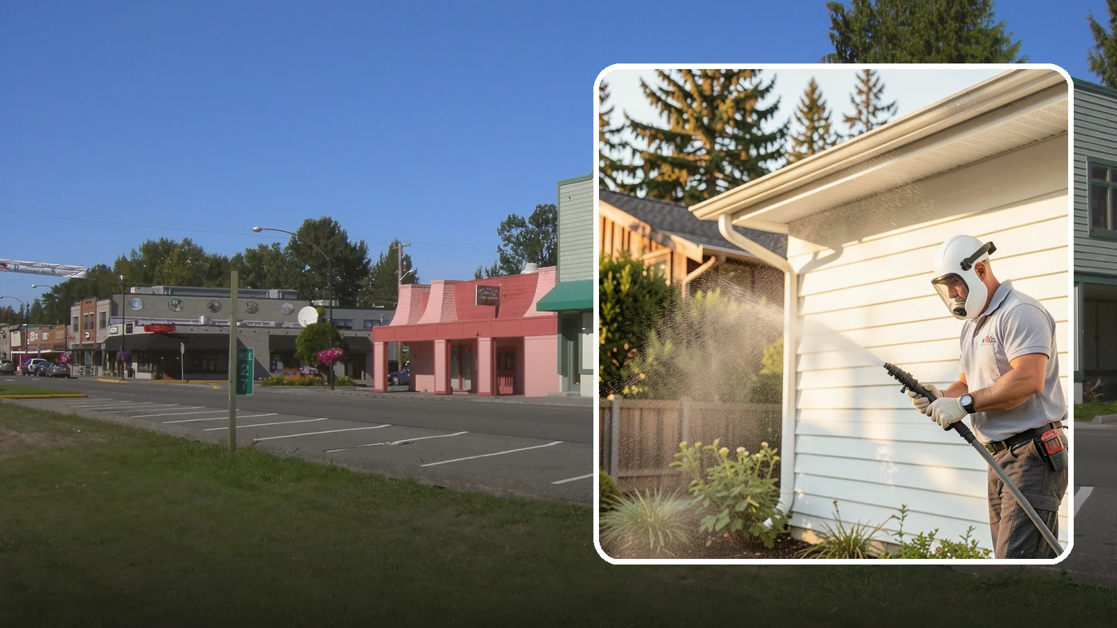 House Washing in Snoqualmie, King County, WA - Our house washing lifts the green film, mildew, and grime that Western Washington's damp climate leaves on your siding.