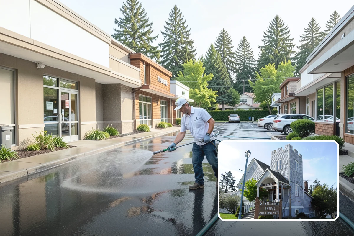 House Washing in Steilacoom, Pierce County, WA - Removes the tell-tale green sheen that shade and moisture create