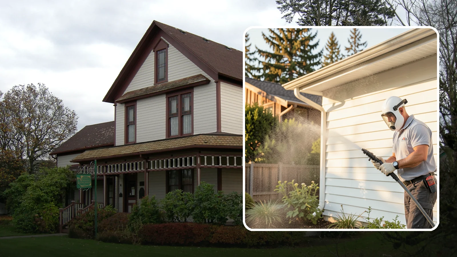 House Washing in Sumner, Pierce County, WA - Our house washing lifts the green film, mildew, and grime that Western Washington's damp climate leaves on your siding.