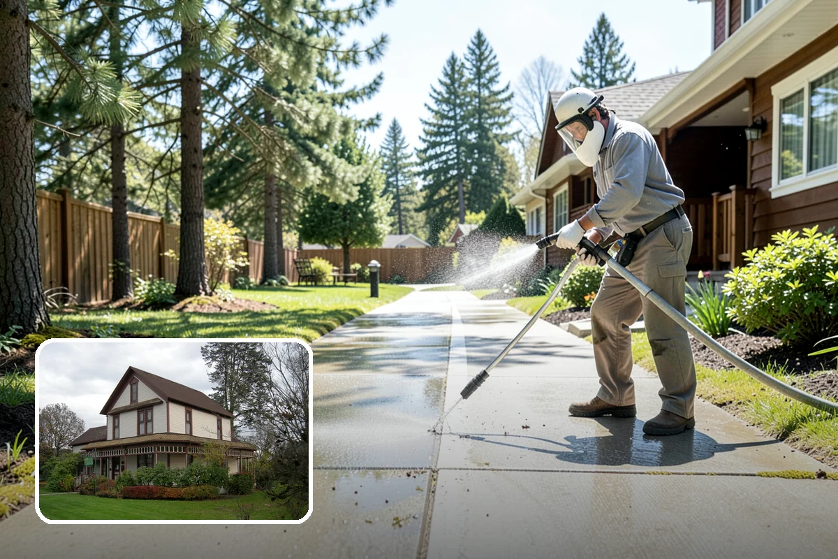 House Washing in Sumner, Pierce County, WA - Removes the tell-tale green sheen that shade and moisture create