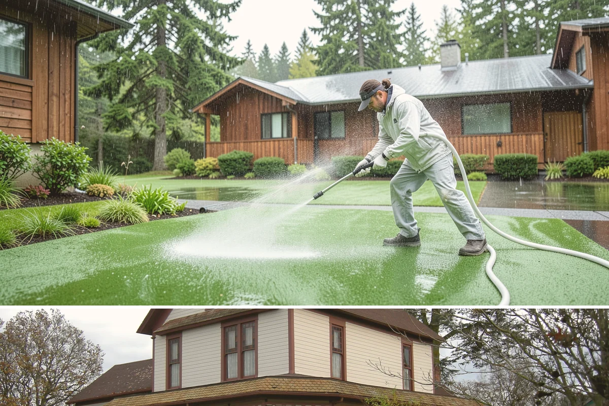 House Washing in Sumner, Pierce County, WA - Late spring through early fall gives the driest windows for treatment to dwell and dry properly before the next rain.