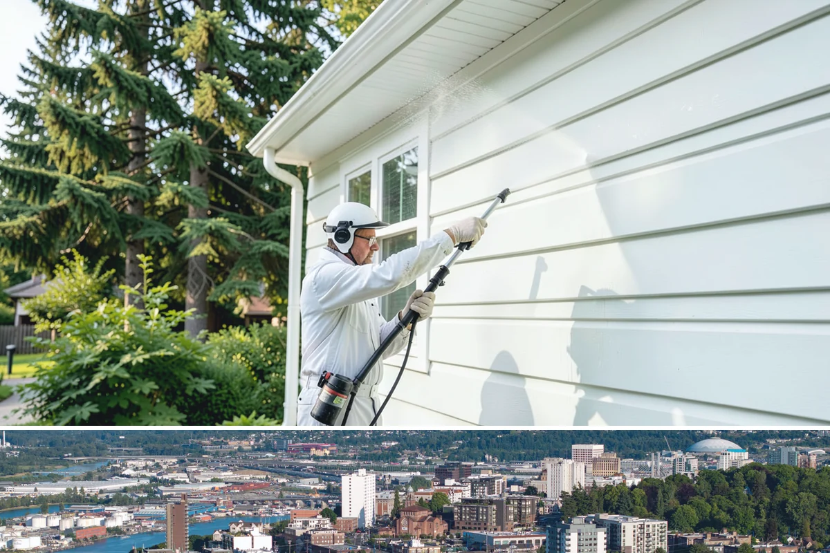House Washing in Tacoma, Pierce County, WA - Late spring through early fall gives the driest windows for treatment to dwell and dry properly before the next rain.
