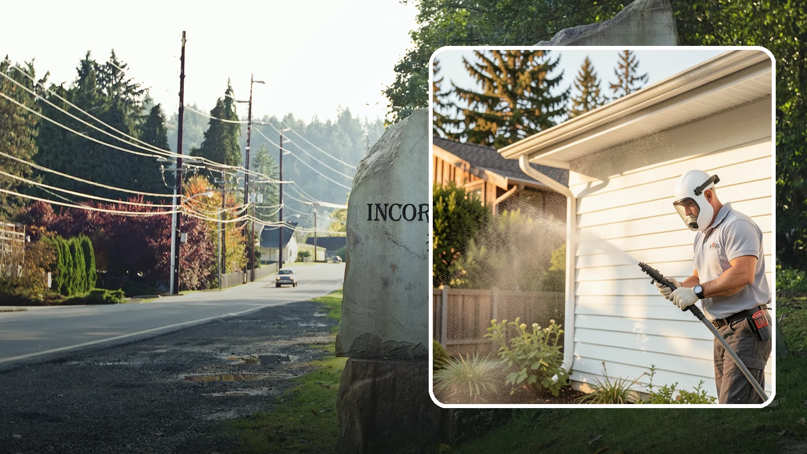 House Washing in Wilkeson, Pierce County, WA - Our house washing lifts the green film, mildew, and grime that Western Washington's damp climate leaves on your siding.