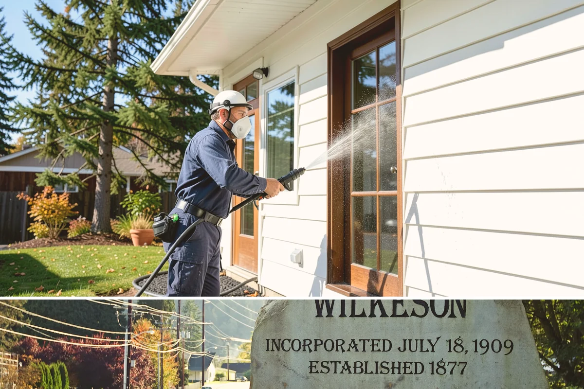 House Washing in Wilkeson, Pierce County, WA - Late spring through early fall gives the driest windows for treatment to dwell and dry properly before the next rain.