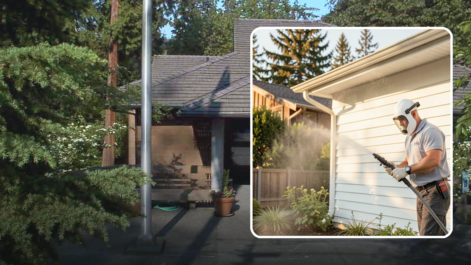 House Washing in Yarrow Point, King County, WA - Our house washing lifts the green film, mildew, and grime that Western Washington's damp climate leaves on your siding.