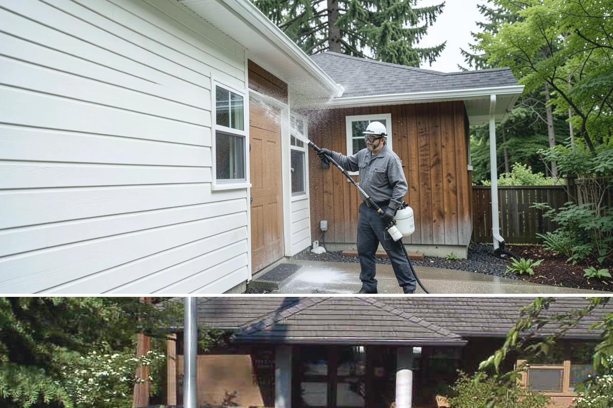 House Washing in Yarrow Point, King County, WA - Late spring through early fall gives the driest windows for treatment to dwell and dry properly before the next rain.