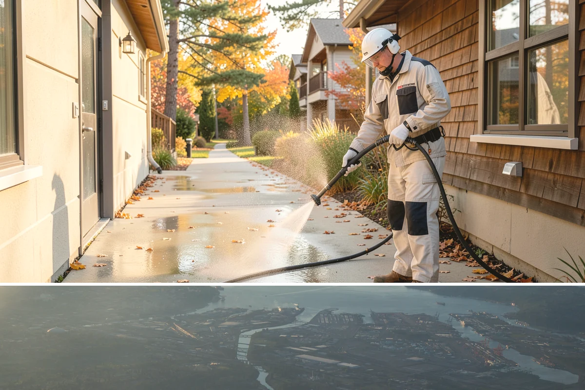 Industrial Cleaning in Fife, Pierce County, WA - Industrial exteriors can be serviced year-round, with heavy degreasing scheduled in drier months for easier runoff containment.