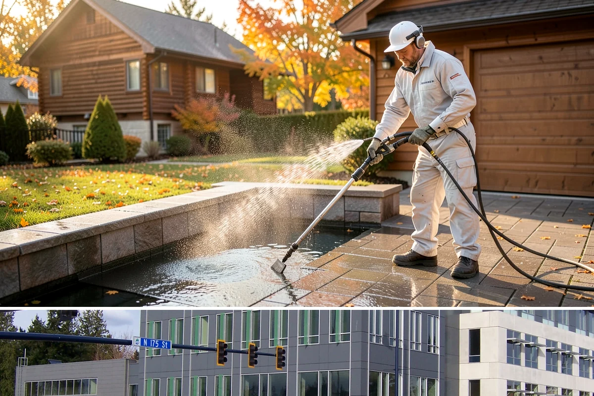 Industrial Cleaning in Shoreline, King County, WA - Industrial exteriors can be serviced year-round, with heavy degreasing scheduled in drier months for easier runoff containment.