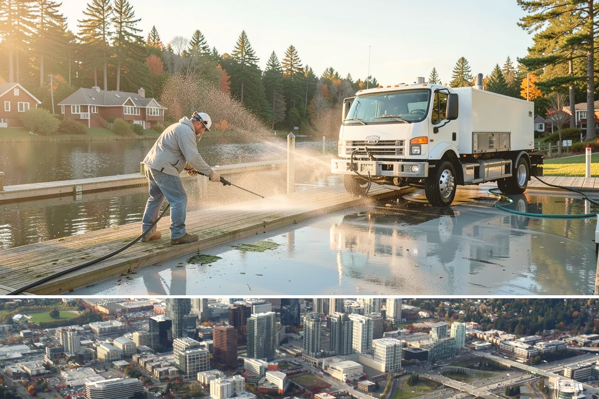 Iron Fence Washing in Bellevue, King County, WA - A dry summer day helps the metal dry quickly and lowers the chance of new rust forming after the wash.