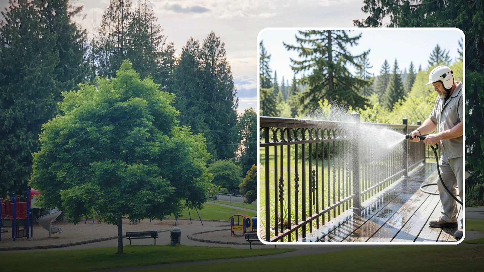 Iron Fence Washing in Bonney Lake, Pierce County, WA - Careful washing for wrought and cast iron fencing that removes grime and surface rust streaks without driving water into the...