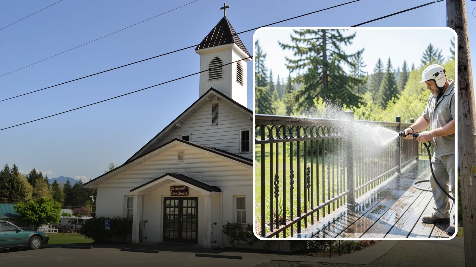 Iron Fence Washing in Concrete, Skagit County, WA - Careful washing for wrought and cast iron fencing that removes grime and surface rust streaks without driving water into the...