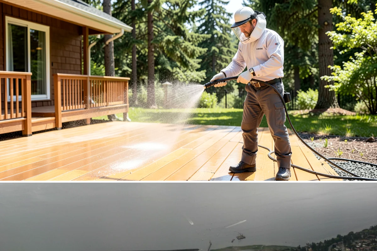 Iron Fence Washing in Des Moines, King County, WA - A dry summer day helps the metal dry quickly and lowers the chance of new rust forming after the wash.