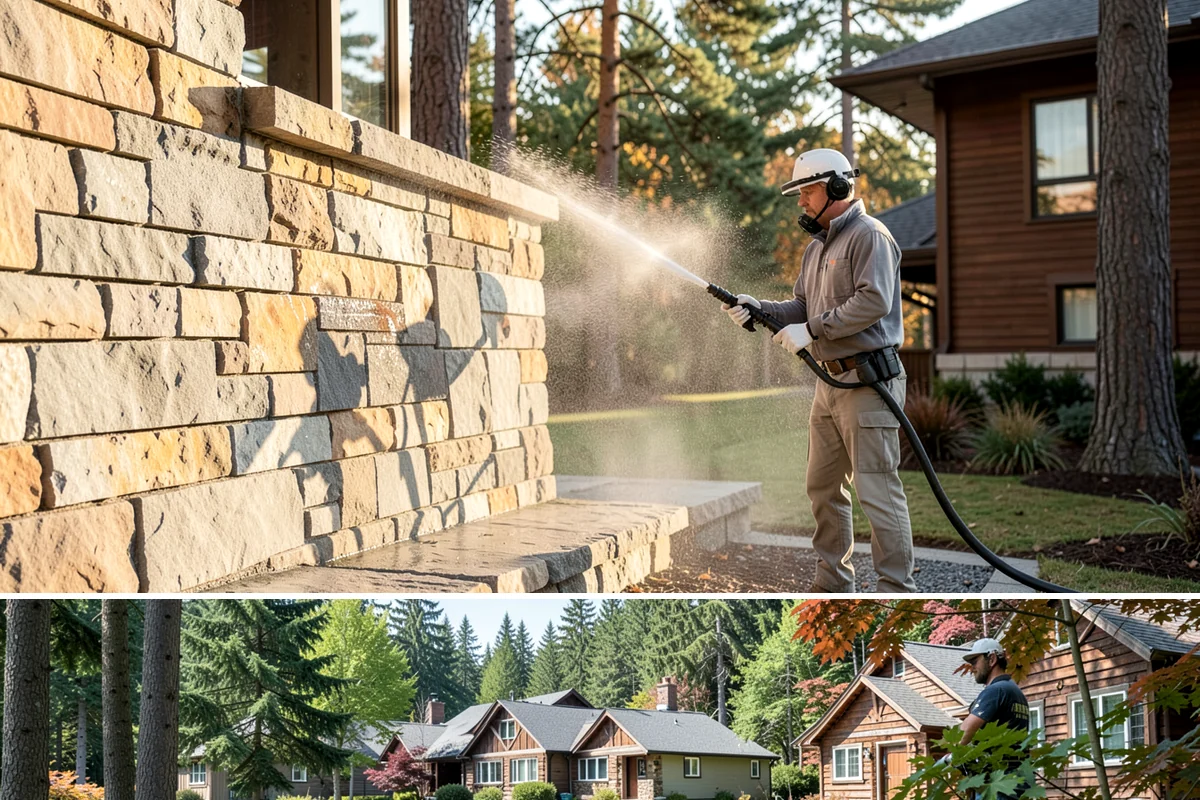 Iron Fence Washing in Edgewood, Pierce County, WA - A dry summer day helps the metal dry quickly and lowers the chance of new rust forming after the wash.