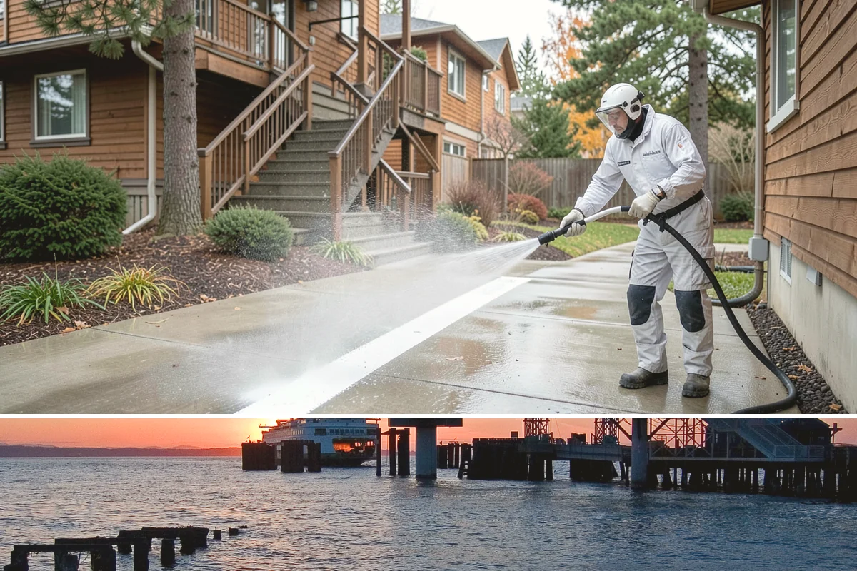 Iron Fence Washing in Edmonds, Snohomish County, WA - A dry summer day helps the metal dry quickly and lowers the chance of new rust forming after the wash.