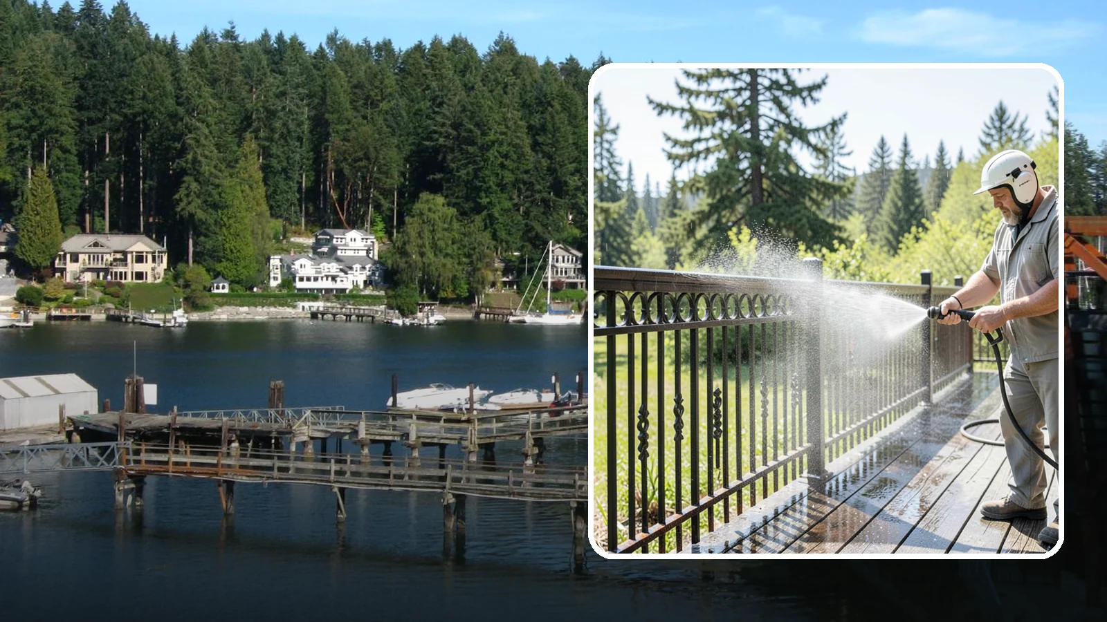 Iron Fence Washing in Gig Harbor, Pierce County, WA - Careful washing for wrought and cast iron fencing that removes grime and surface rust streaks without driving water into the...