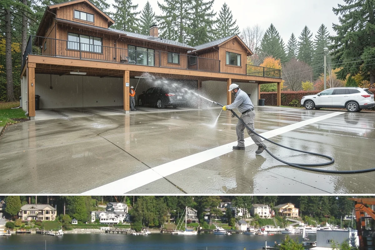 Iron Fence Washing in Gig Harbor, Pierce County, WA - A dry summer day helps the metal dry quickly and lowers the chance of new rust forming after the wash.