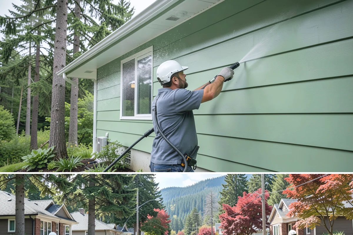 Iron Fence Washing in Hunts Point, King County, WA - A dry summer day helps the metal dry quickly and lowers the chance of new rust forming after the wash.