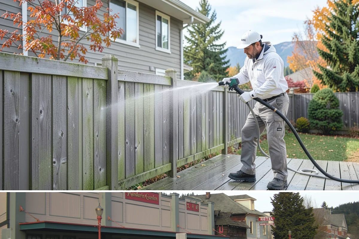 Iron Fence Washing in Issaquah, King County, WA - A dry summer day helps the metal dry quickly and lowers the chance of new rust forming after the wash.