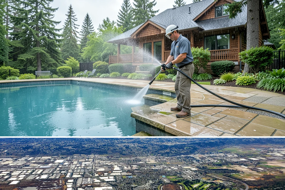 Iron Fence Washing in Kent, King County, WA - A dry summer day helps the metal dry quickly and lowers the chance of new rust forming after the wash.