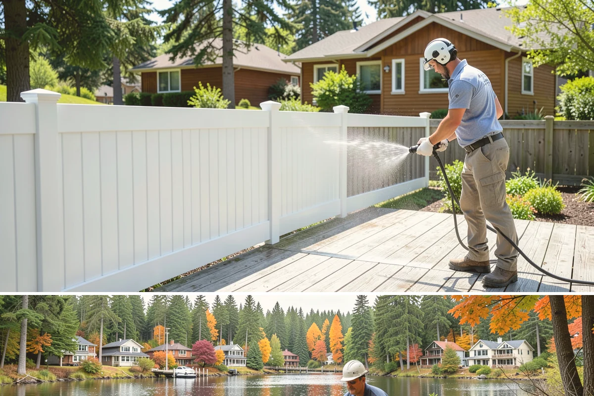 Iron Fence Washing in La Conner, Skagit County, WA - A dry summer day helps the metal dry quickly and lowers the chance of new rust forming after the wash.