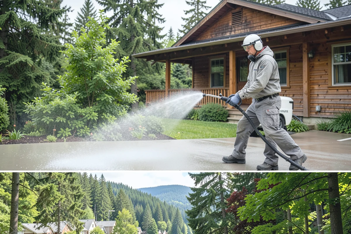 Iron Fence Washing in Lake Forest Park, King County, WA - A dry summer day helps the metal dry quickly and lowers the chance of new rust forming after the wash.