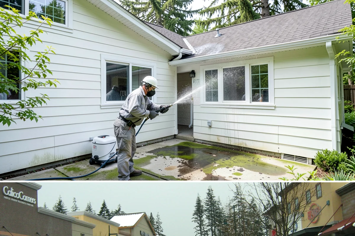 Iron Fence Washing in Mill Creek, Snohomish County, WA - A dry summer day helps the metal dry quickly and lowers the chance of new rust forming after the wash.