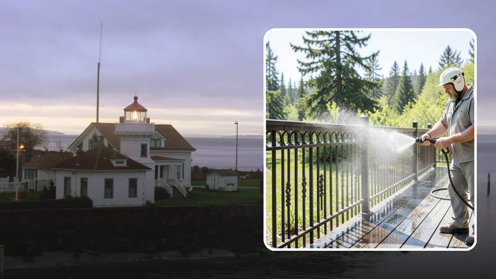 Iron Fence Washing in Mukilteo, Snohomish County, WA - Careful washing for wrought and cast iron fencing that removes grime and surface rust streaks without driving water into the...