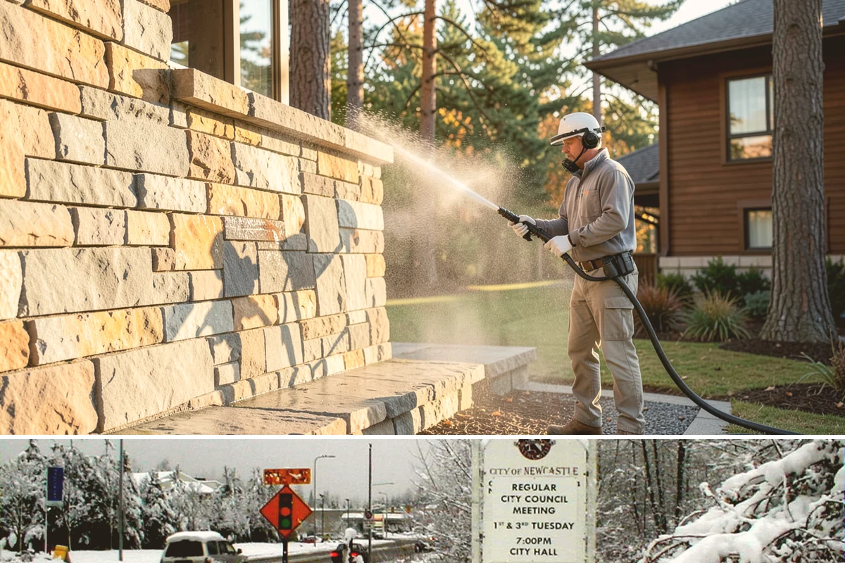 Iron Fence Washing in Newcastle, King County, WA - A dry summer day helps the metal dry quickly and lowers the chance of new rust forming after the wash.