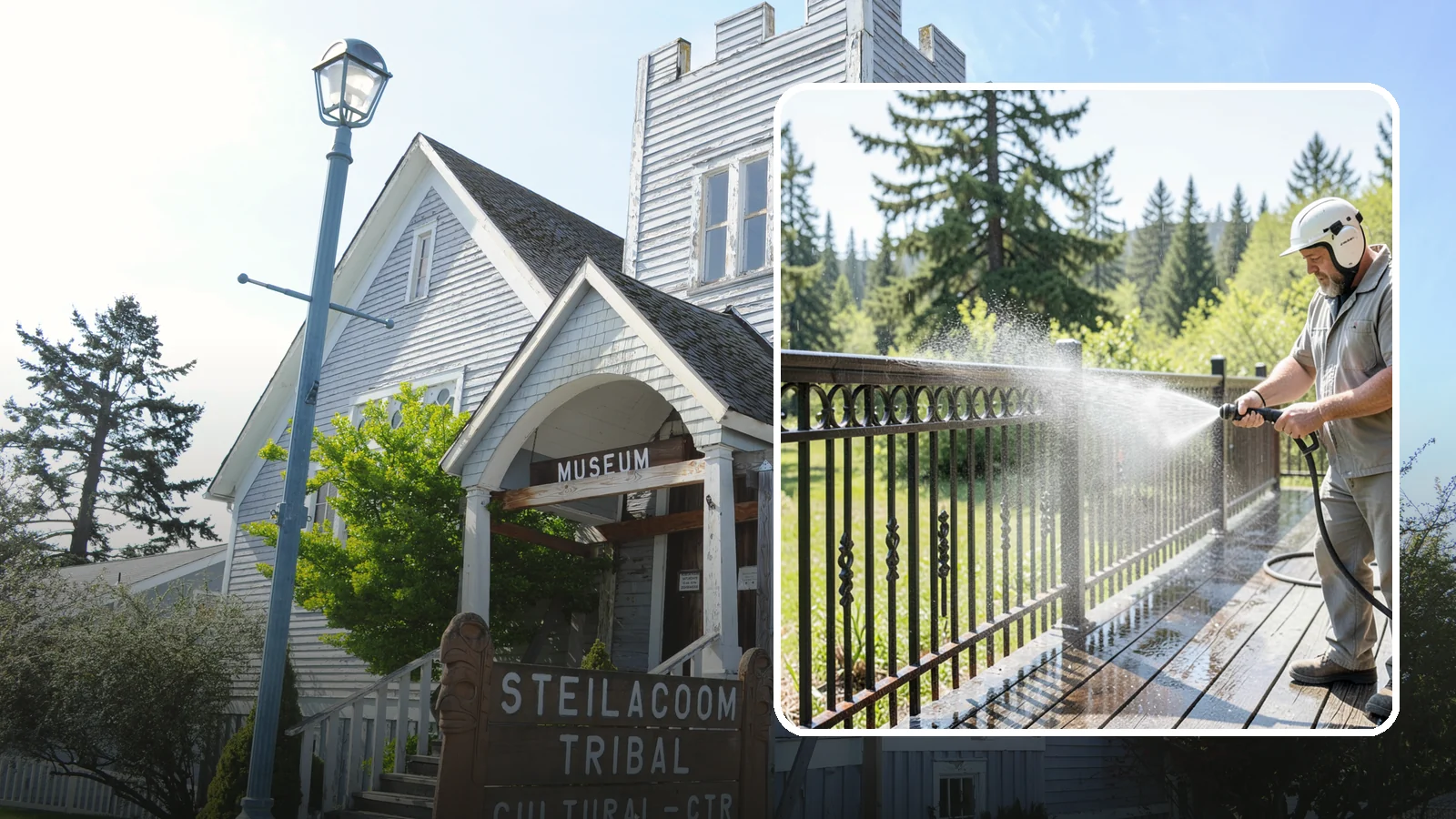 Iron Fence Washing in Steilacoom, Pierce County, WA - Careful washing for wrought and cast iron fencing that removes grime and surface rust streaks without driving water into the...