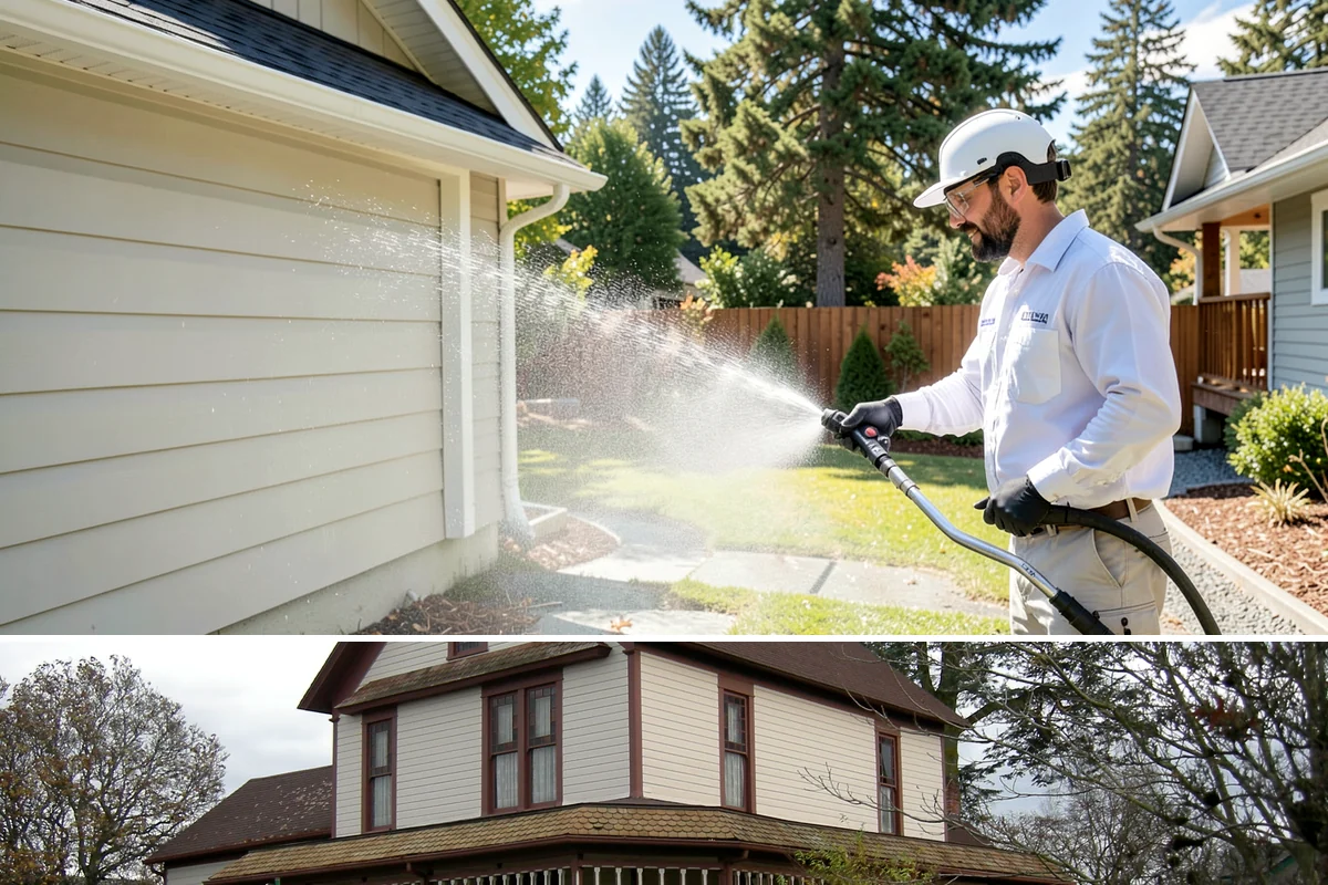 Iron Fence Washing in Sumner, Pierce County, WA - A dry summer day helps the metal dry quickly and lowers the chance of new rust forming after the wash.
