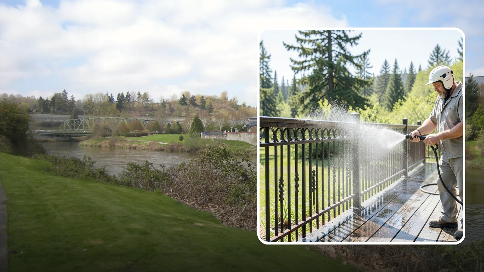 Iron Fence Washing in Tukwila, King County, WA - Careful washing for wrought and cast iron fencing that removes grime and surface rust streaks without driving water into the...