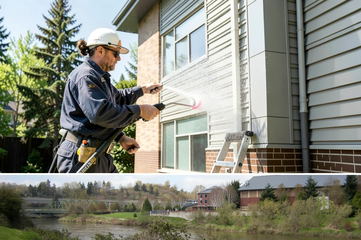 Iron Fence Washing in Tukwila, King County, WA - A dry summer day helps the metal dry quickly and lowers the chance of new rust forming after the wash.