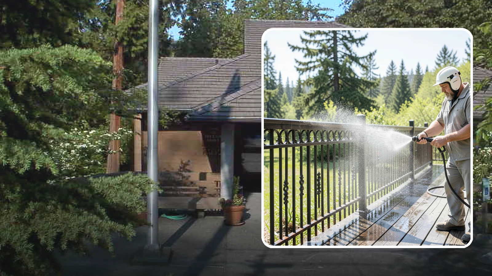 Iron Fence Washing in Yarrow Point, King County, WA - Careful washing for wrought and cast iron fencing that removes grime and surface rust streaks without driving water into the...